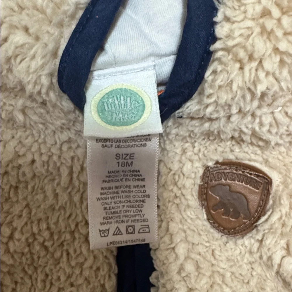 Little Me Sherpa Baby Vest Infant Sleeveless Beige Blue 18 Months Toddler Coat - Picture 5 of 5